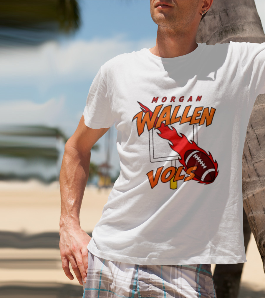 Morgan Wallen Vols Football Tennessee Volunteers Flaming Football Goalpost T-Shirt