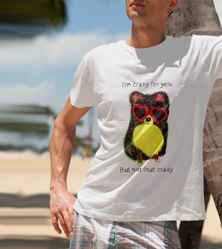 Pomeranian Wearing Heart Glasses I'm Crazy For You But Not That Crazy T-Shirt