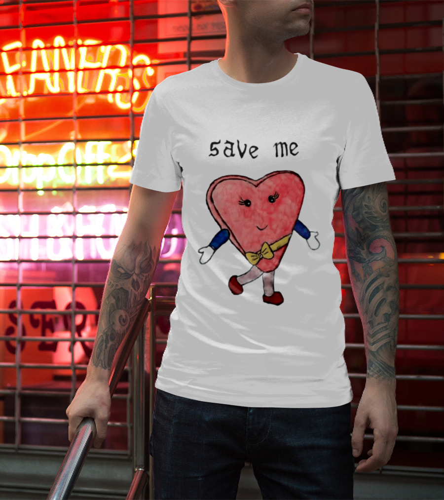 Save Me Heart Cartoon With Bowtie And Arms T-Shirt