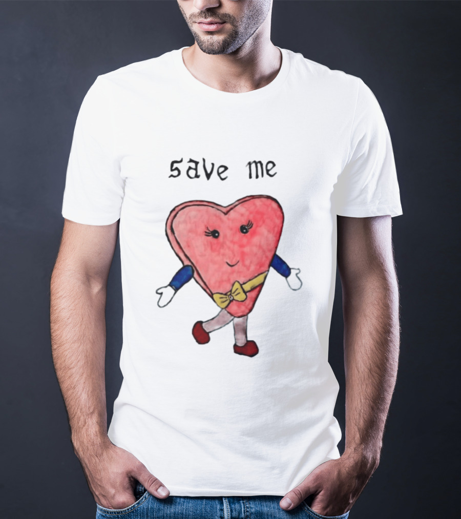 Save Me Heart Cartoon With Bowtie And Arms T-Shirt