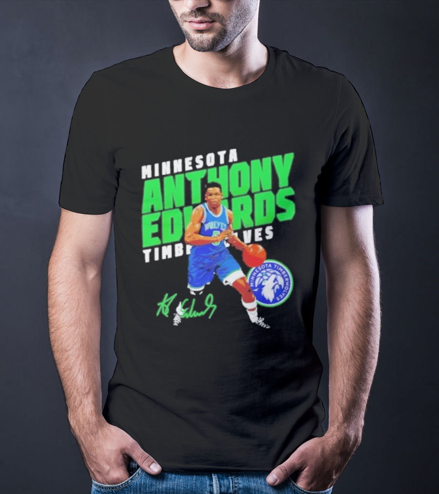 Minnesota Anthony Edwards Timberwolves Basketball Player Signature T-Shirt