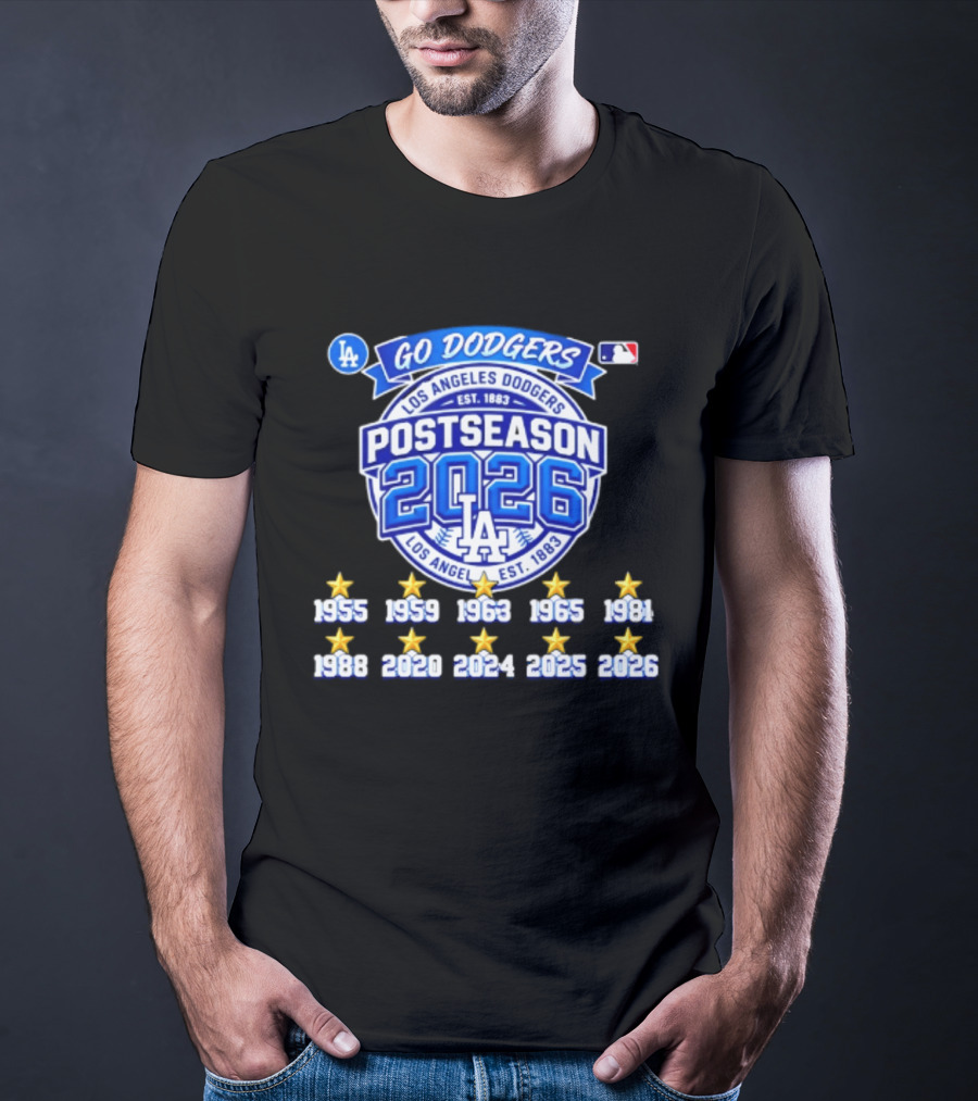Los Angeles Dodgers 2026 Postseason Champs Ten Time Winners Est 1883 T-Shirt