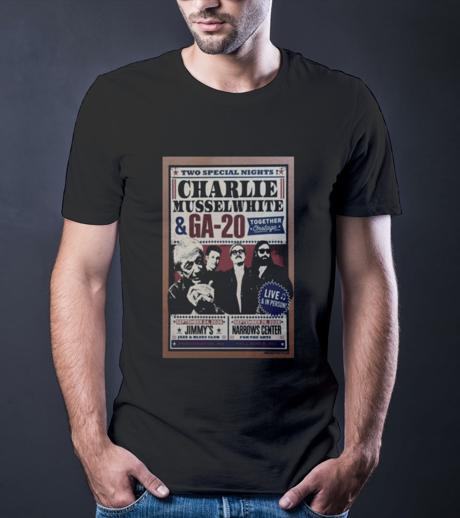 Charlie Musselwhite GA 20 Live At Jimmy's Jazz September 2026 Portsmouth NH T-Shirt