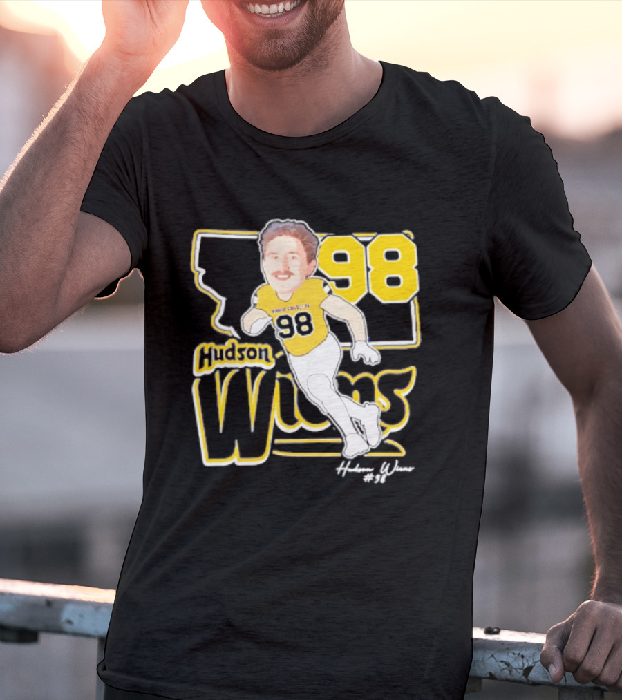 Hudson Wiens 98 Montana State Bobcats Player Caricature T-Shirt