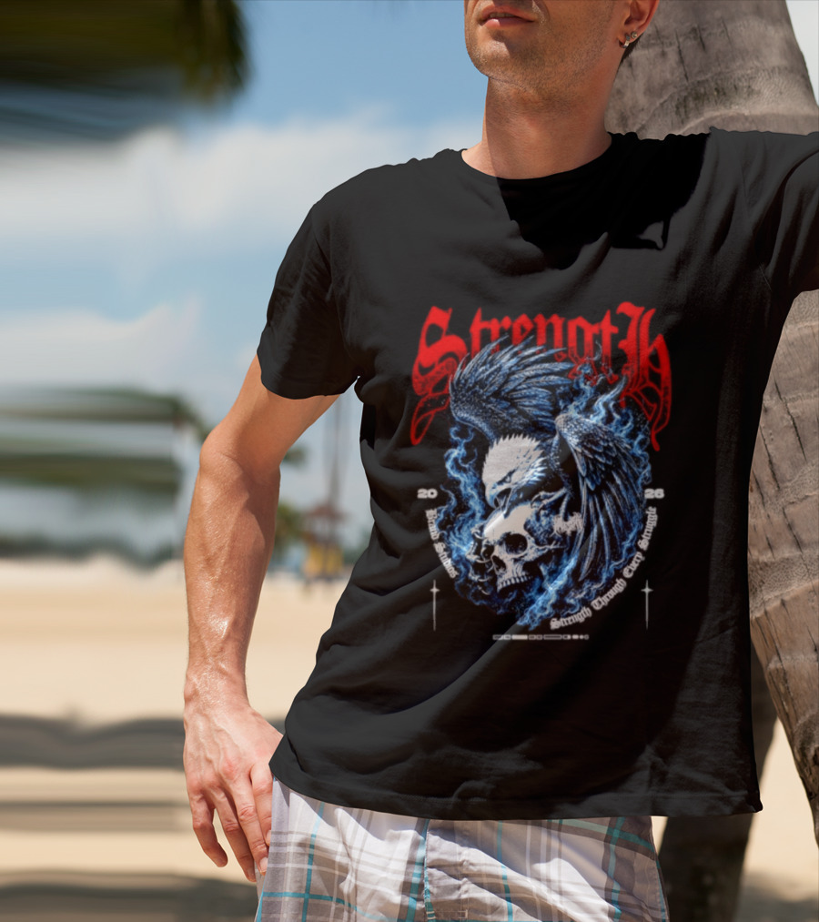 Strength 2026 Brand Studios Eagle Skull Strength Through Every Struggle T-Shirt