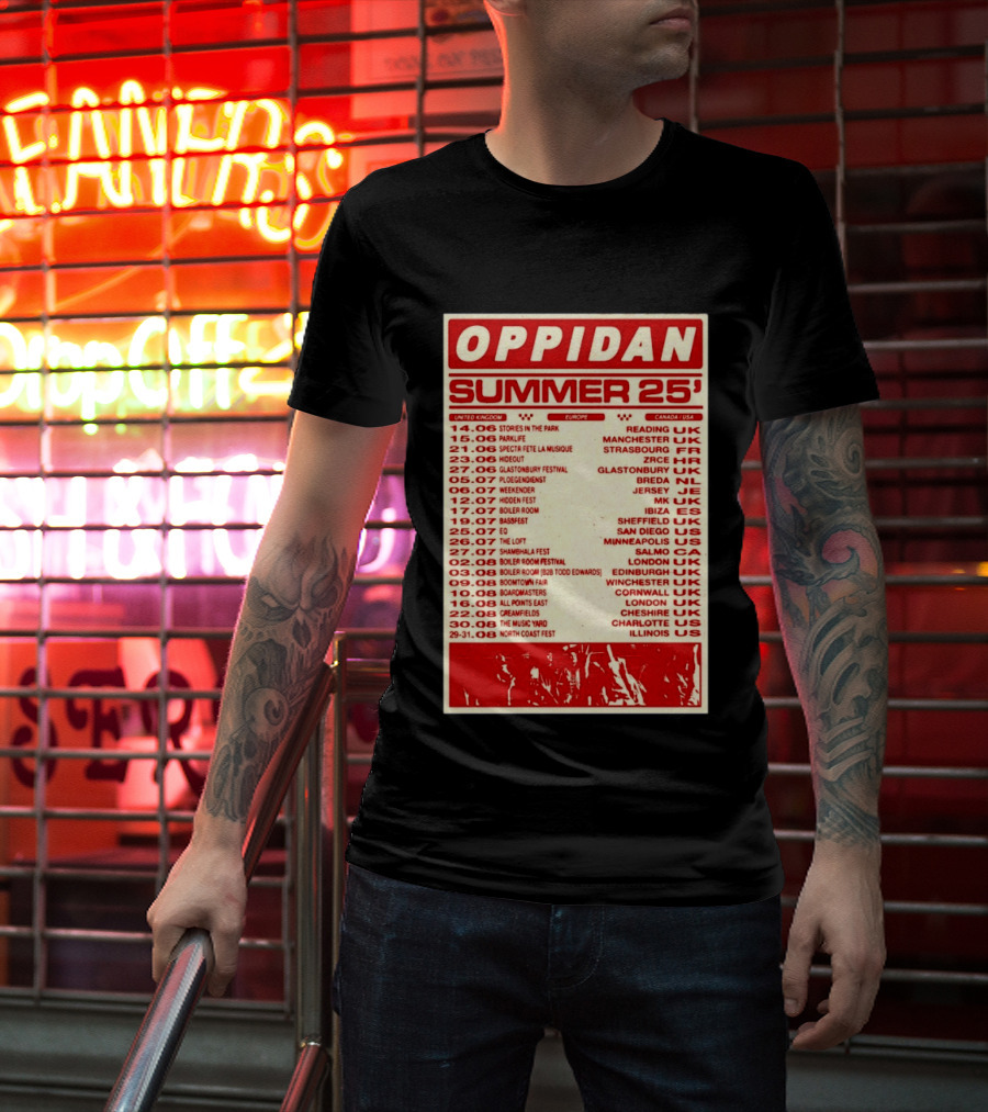 Oppidan Summer Tour 2025 Concert Dates Across UK Europe Canada USA T-Shirt