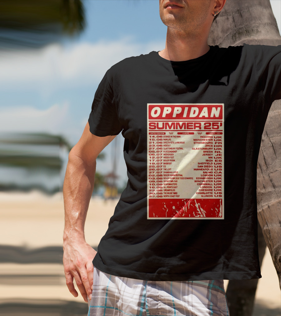 Oppidan Summer Tour 2025 Concert Dates Across UK Europe Canada USA T-Shirt