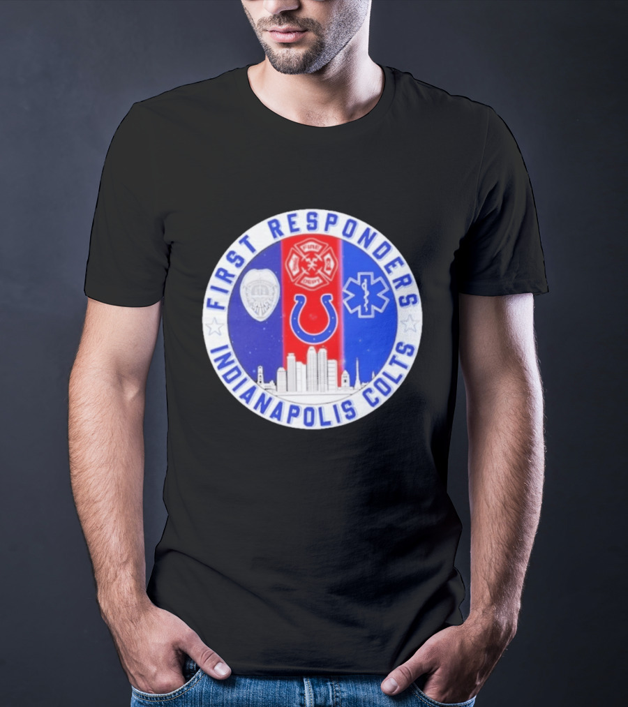 First Responders Indianapolis Colts 9/11 Skyline Police Fire Ambulance T-Shirt