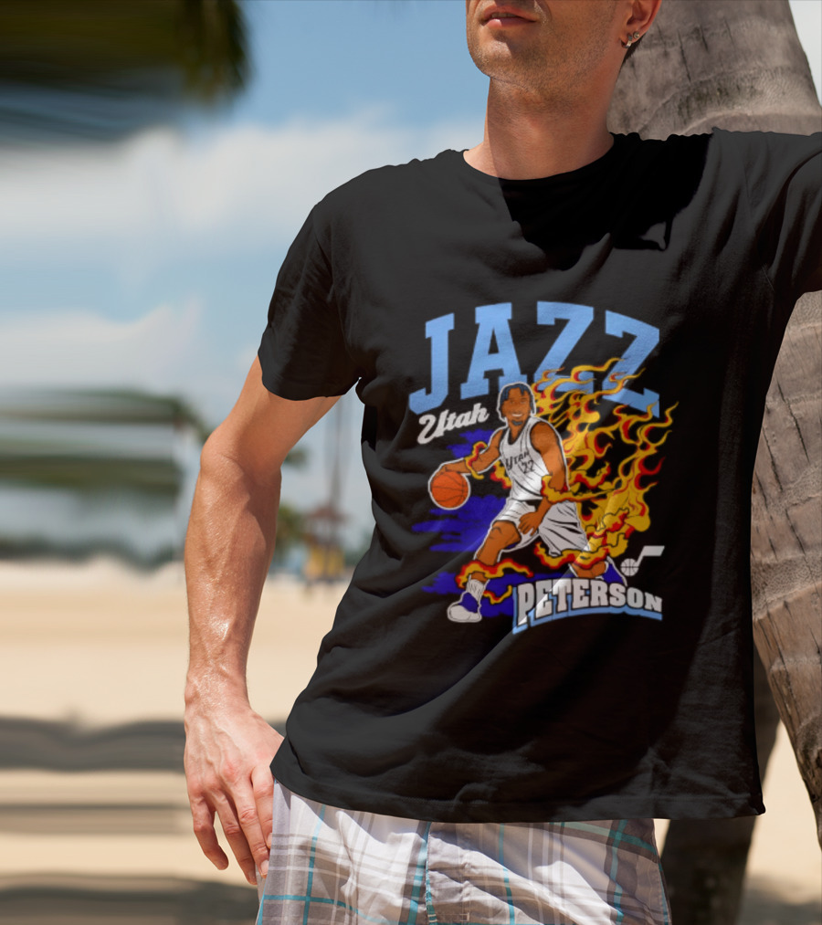 Utah Jazz Darryn Peterson Fiery Basketball Action Fan T-Shirt