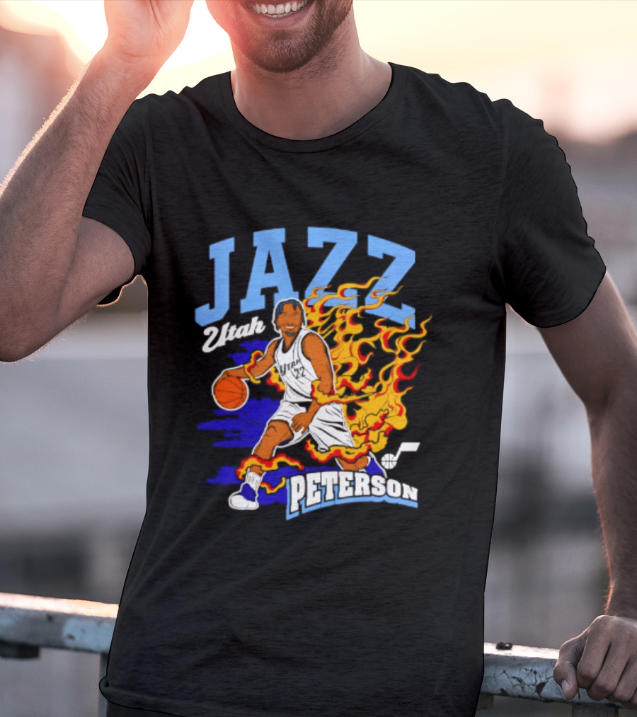 Utah Jazz Darryn Peterson Fiery Basketball Action Fan T-Shirt