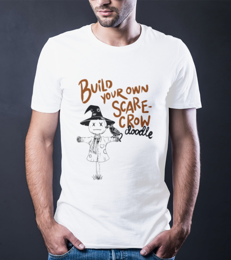 Build Your Own Scarecrow Doodle Halloween Tetedoodles T-Shirt