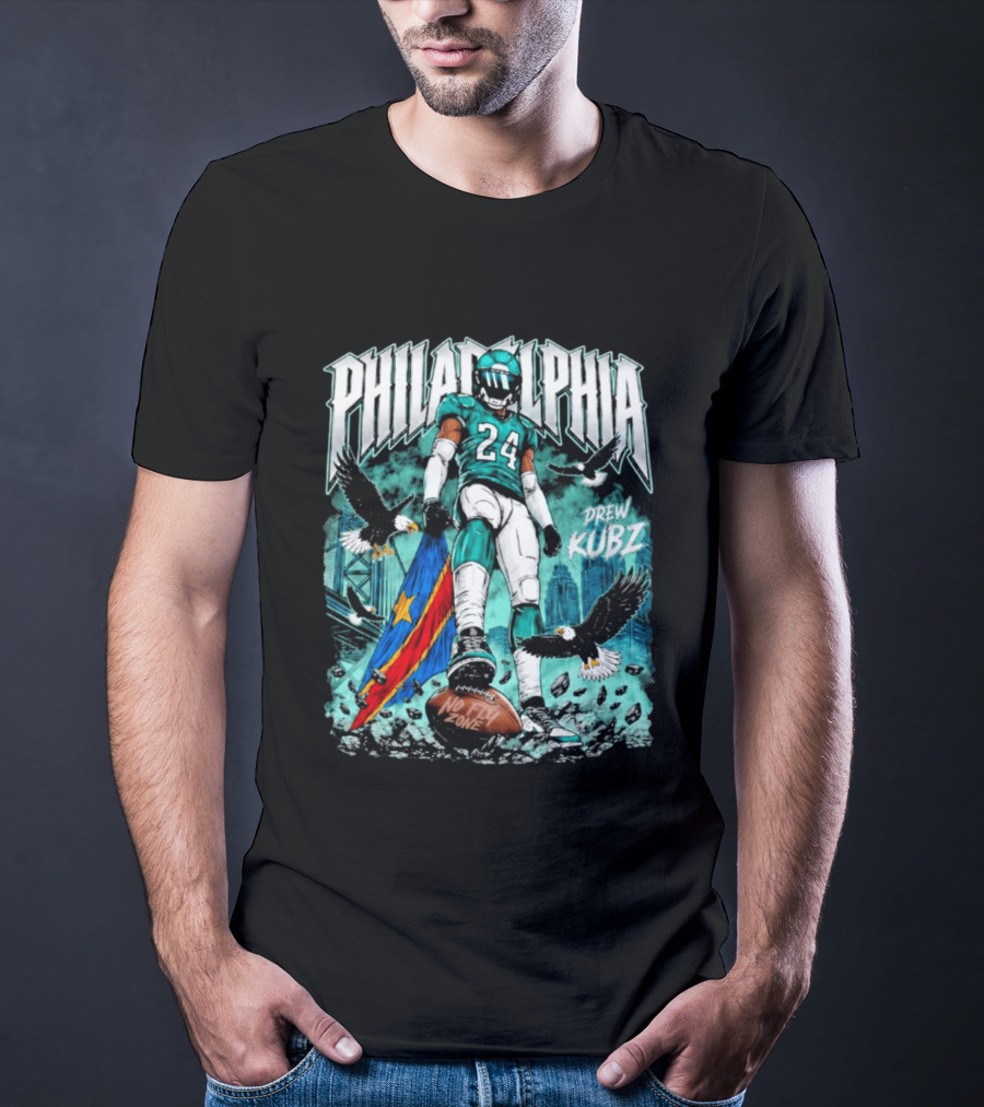 Philadelphia Drew Kubz 24 No Fly Zone Eagles Banner T-Shirt