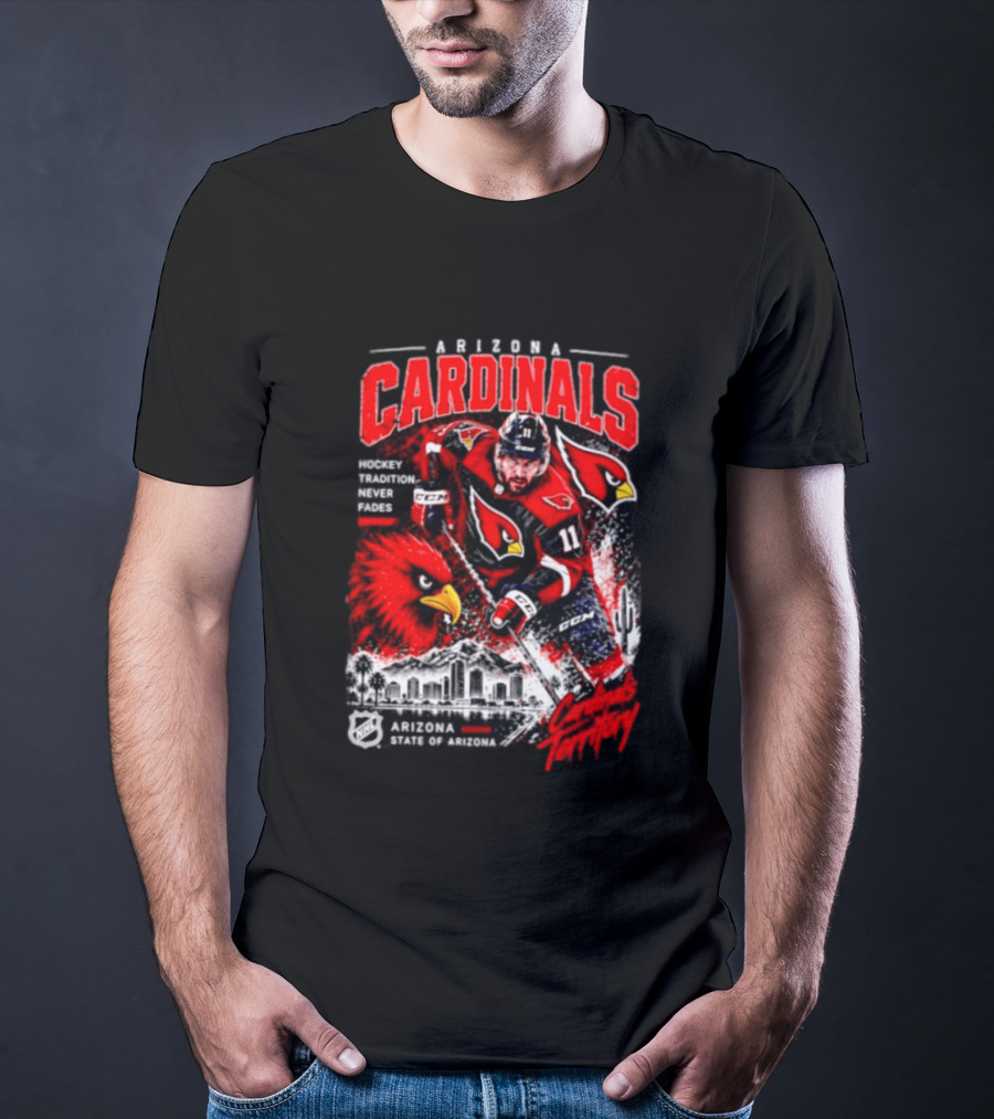 Arizona Cardinals NHL Hockey Tradition Never Fades Cardinals Territory Arizona Skyline T-Shirt