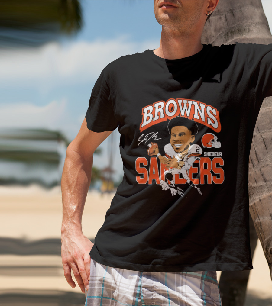 Browns Shedeur Sanders Football Caricature NFL Athlete T-Shirt