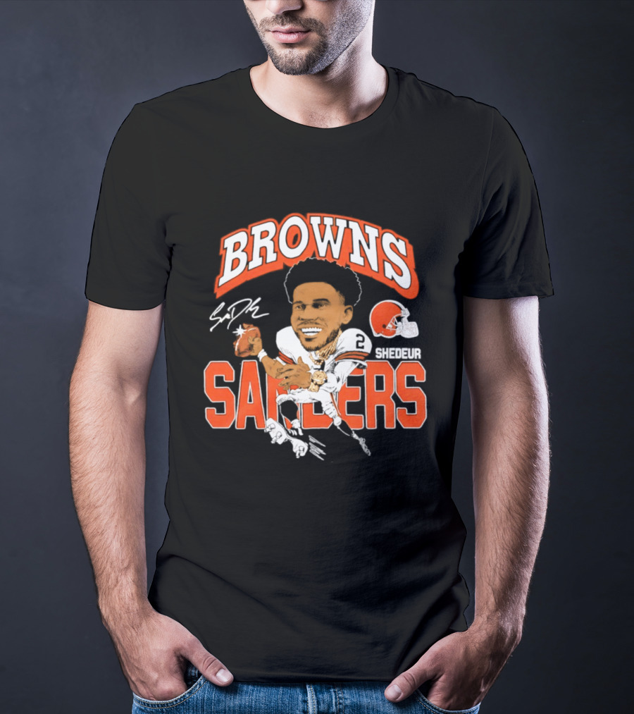 Browns Shedeur Sanders Football Caricature NFL Athlete T-Shirt