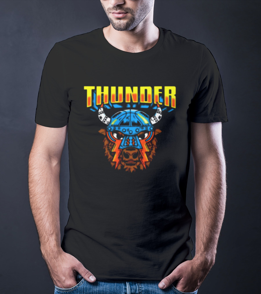 Thunder Bison Mask Lightning Joshua Boydston Store T-Shirt