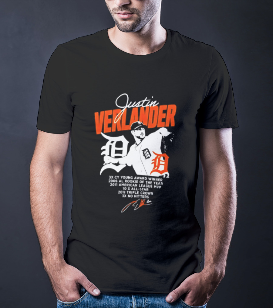 Justin Verlander 35 Detroit Tigers MLB MVP 2006 AL Rookie Cy Young T-Shirt