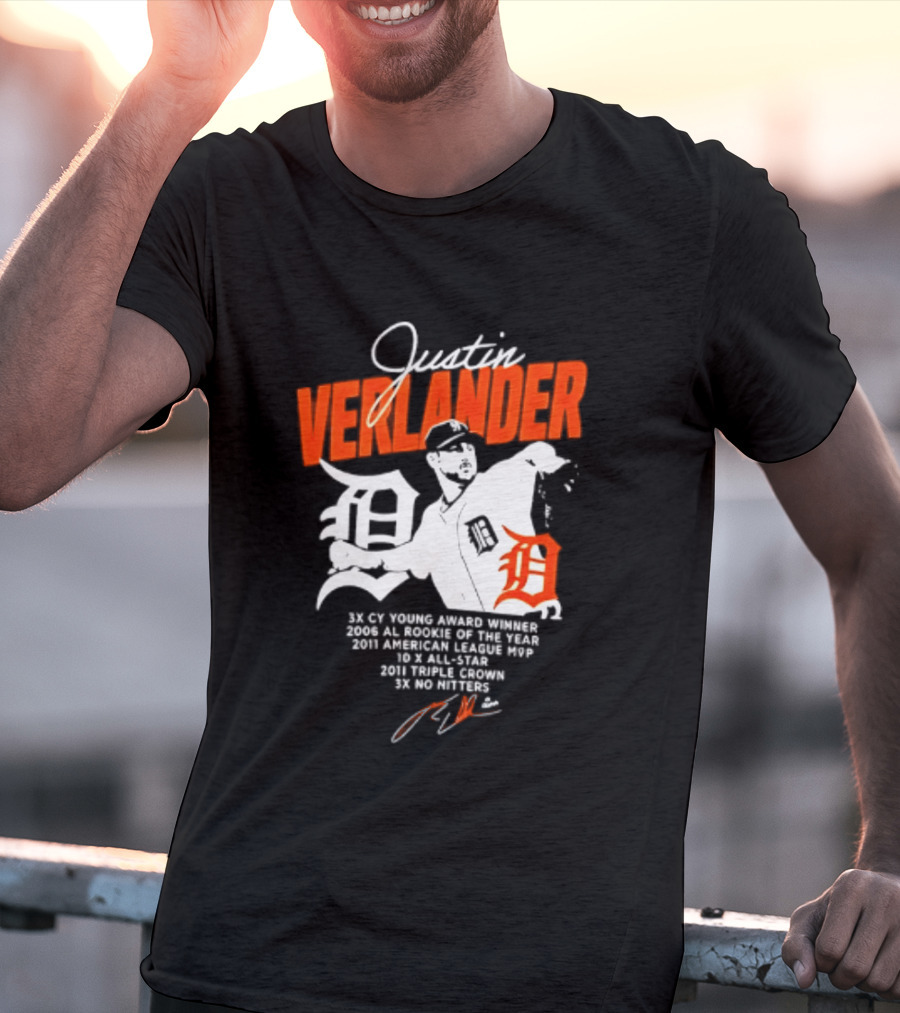 Justin Verlander 35 Detroit Tigers MLB MVP 2006 AL Rookie Cy Young T-Shirt