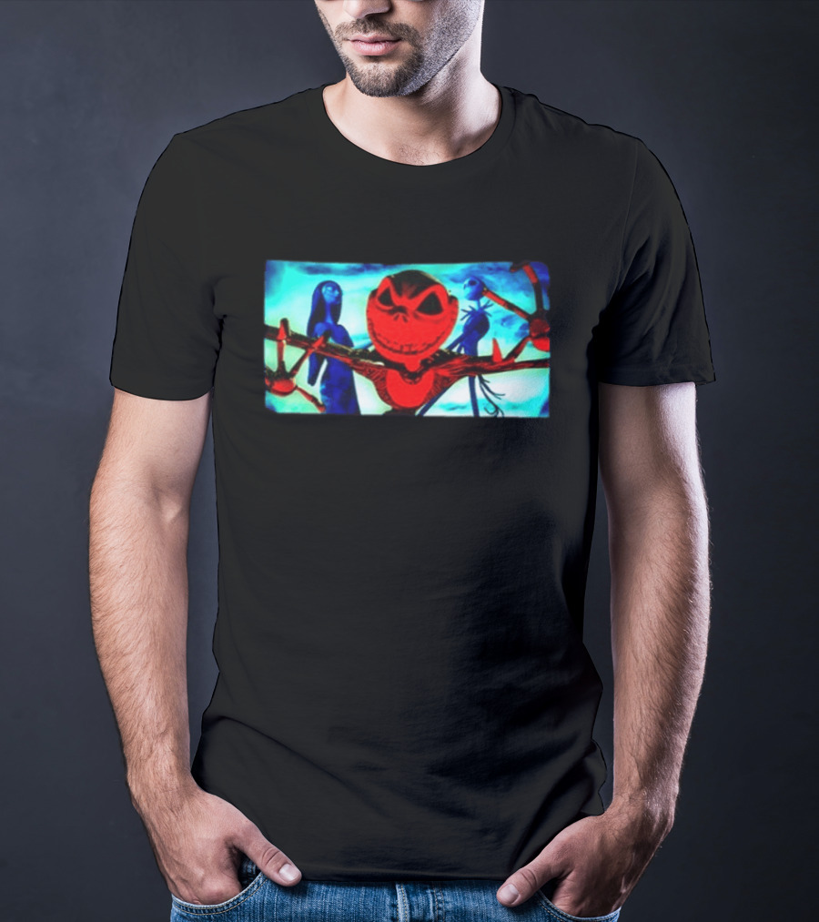 Tim Burton's The Nightmare Before Christmas Jack Skellington And Sally Cartoon Two Sided T-Shirt