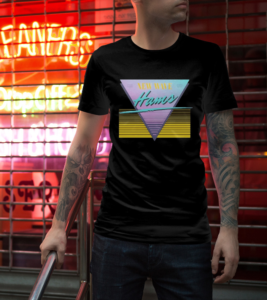 New Wave Hams Retro 80s Aesthetic Triangle Stripes T-Shirt