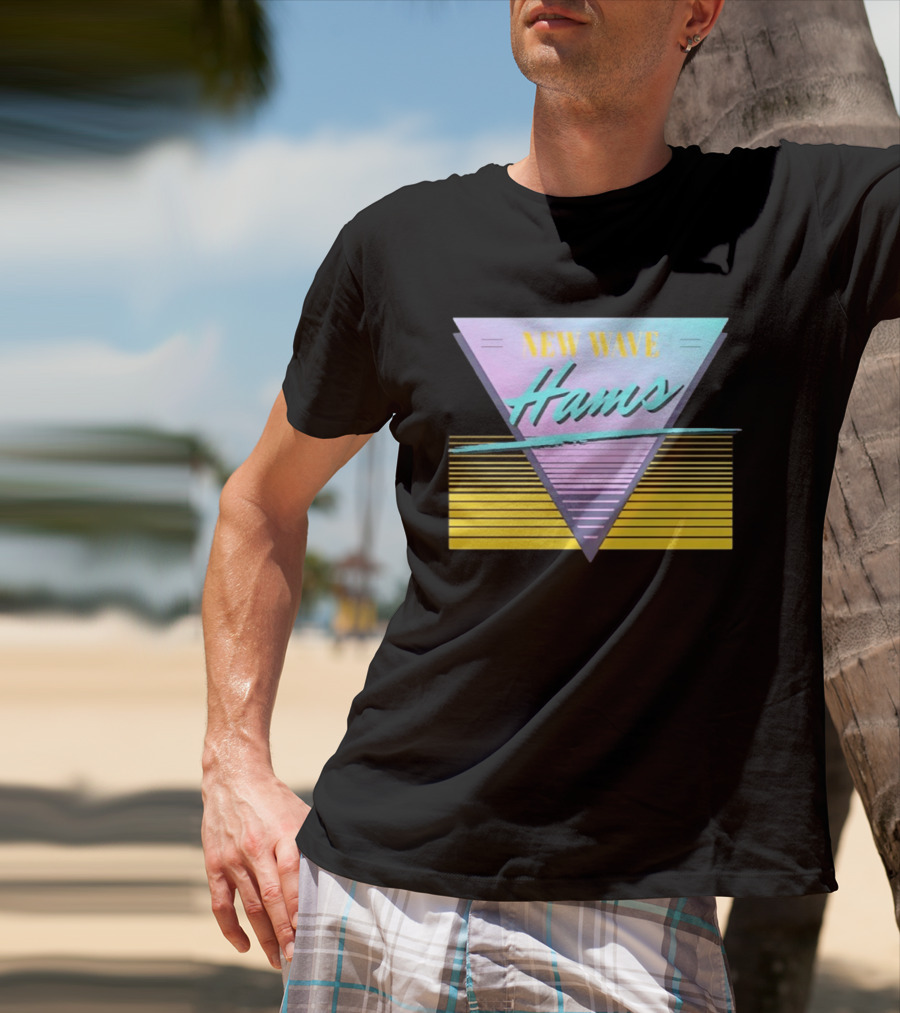 New Wave Hams Retro 80s Aesthetic Triangle Stripes T-Shirt