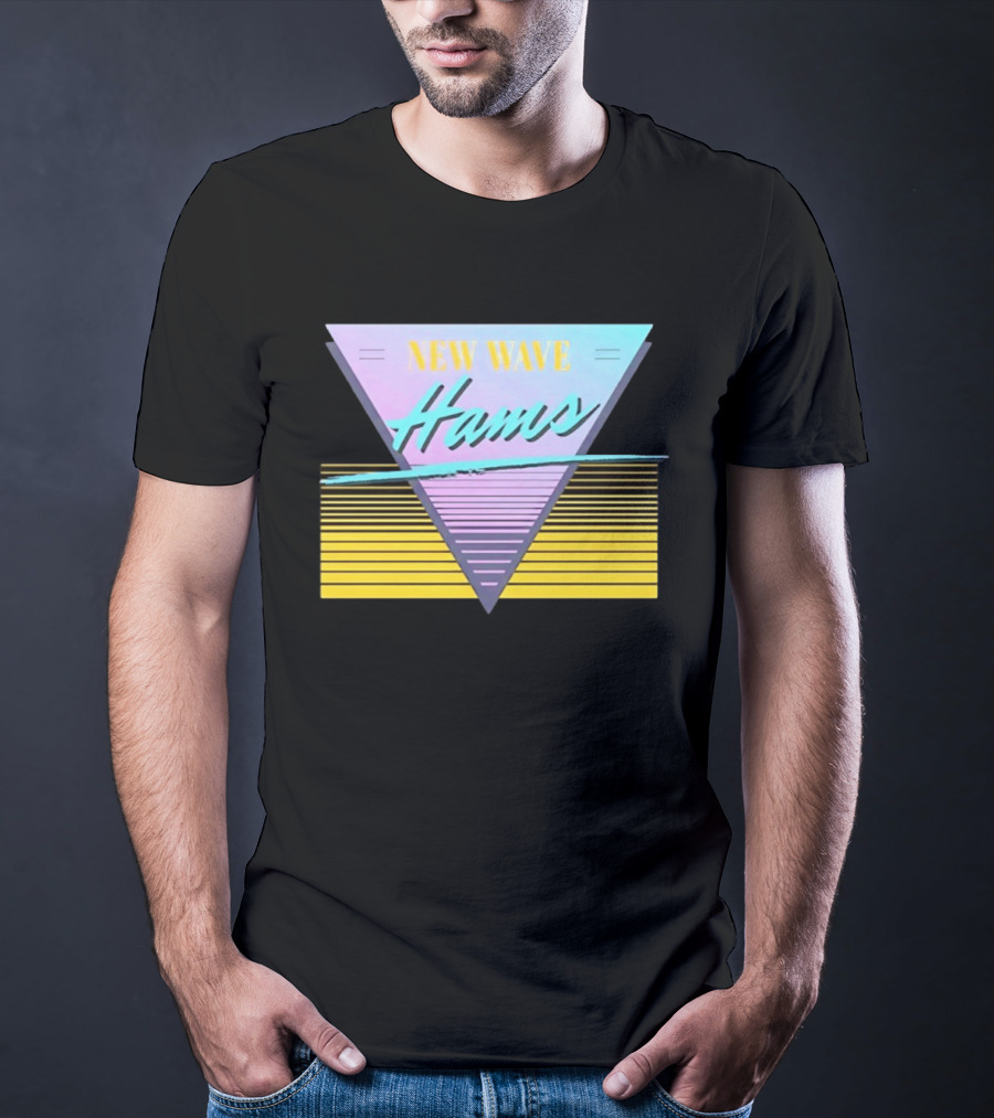 New Wave Hams Retro 80s Aesthetic Triangle Stripes T-Shirt