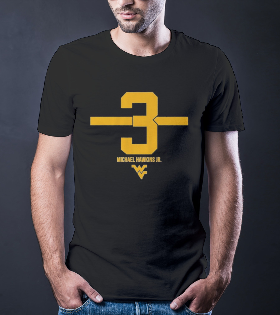 West Virginia 3 Michael Hawkins Jr. WVU Football Number T-Shirt
