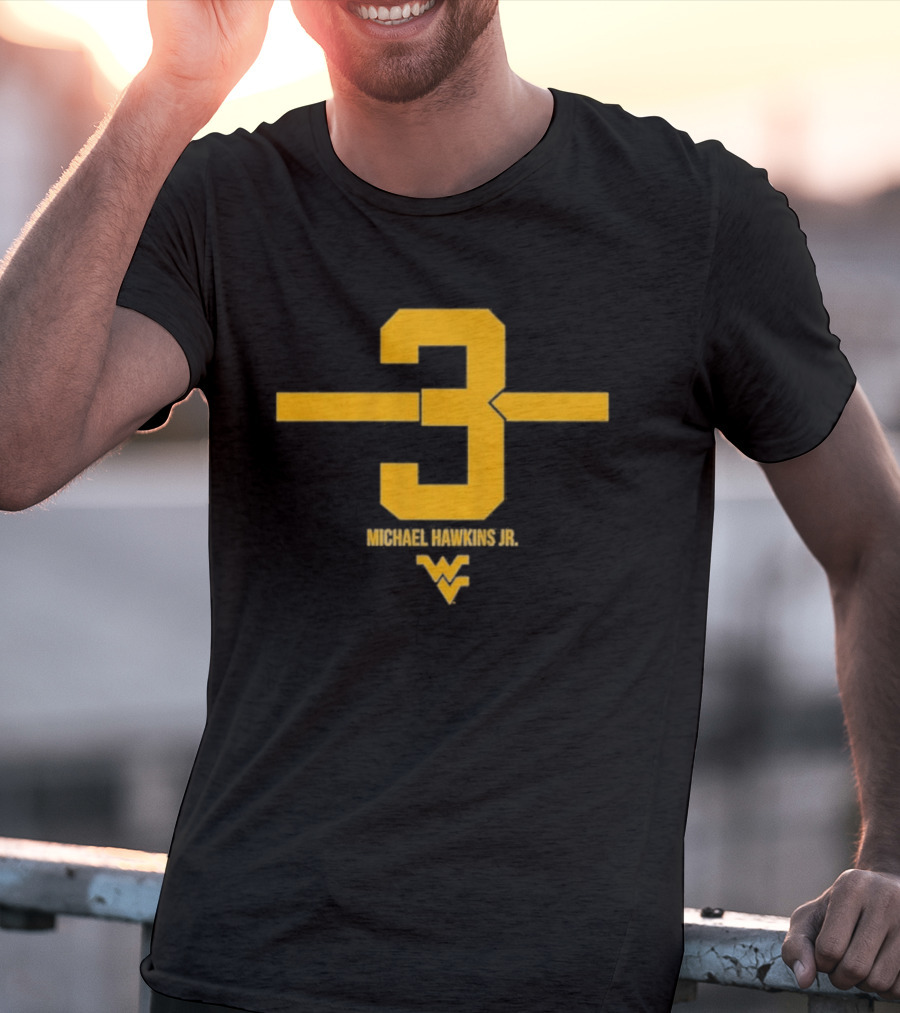 West Virginia 3 Michael Hawkins Jr. WVU Football Number T-Shirt