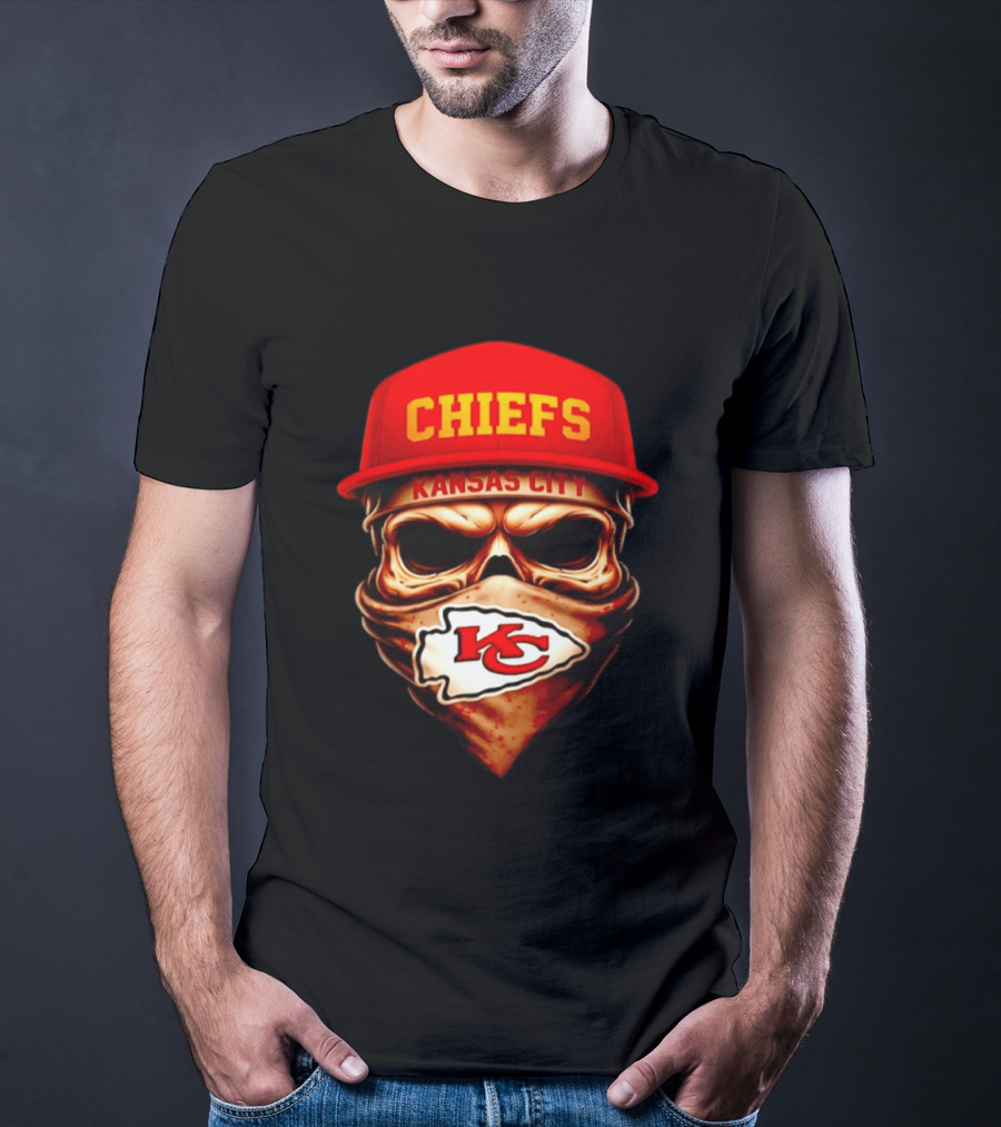 Kansas City Chiefs Skull Bandana KC T-Shirt
