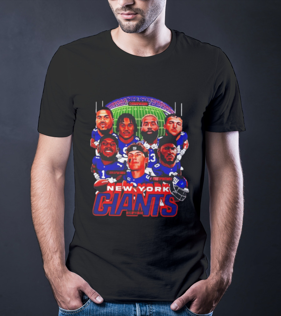 New York Giants Football Players Caricature Stadium T-Shirt