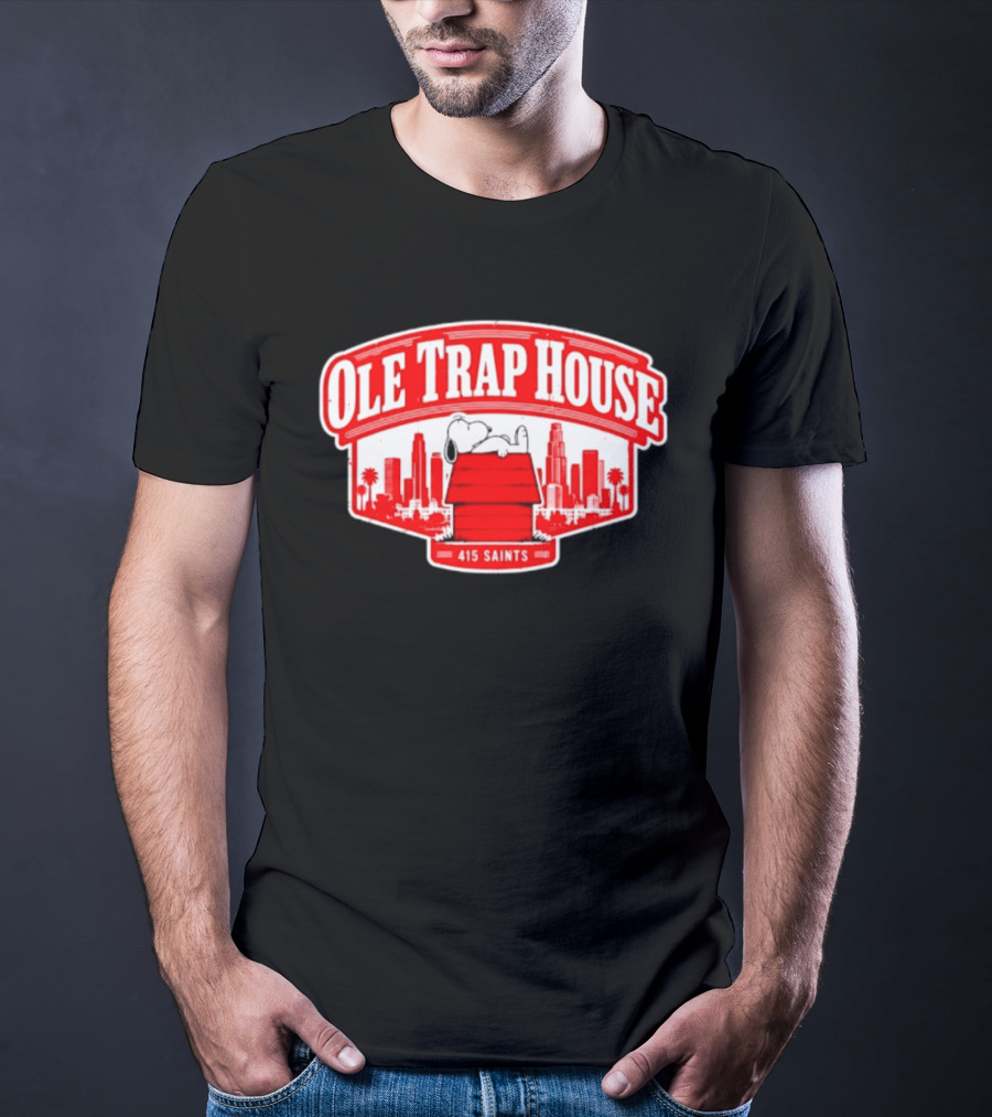 Ole Trap House Snoopy 415 Saints Skyline T-Shirt