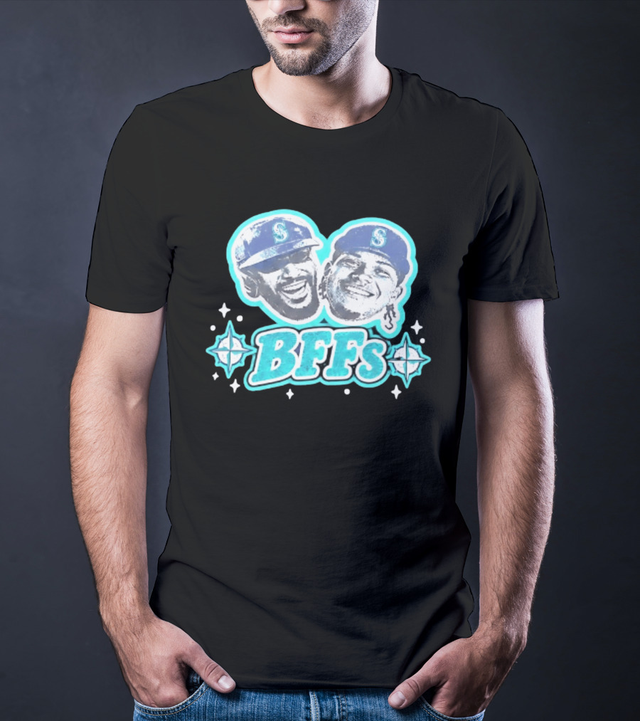 BFFs Seattle Mariners Laz Michael Arroyo Big Head T-Shirt