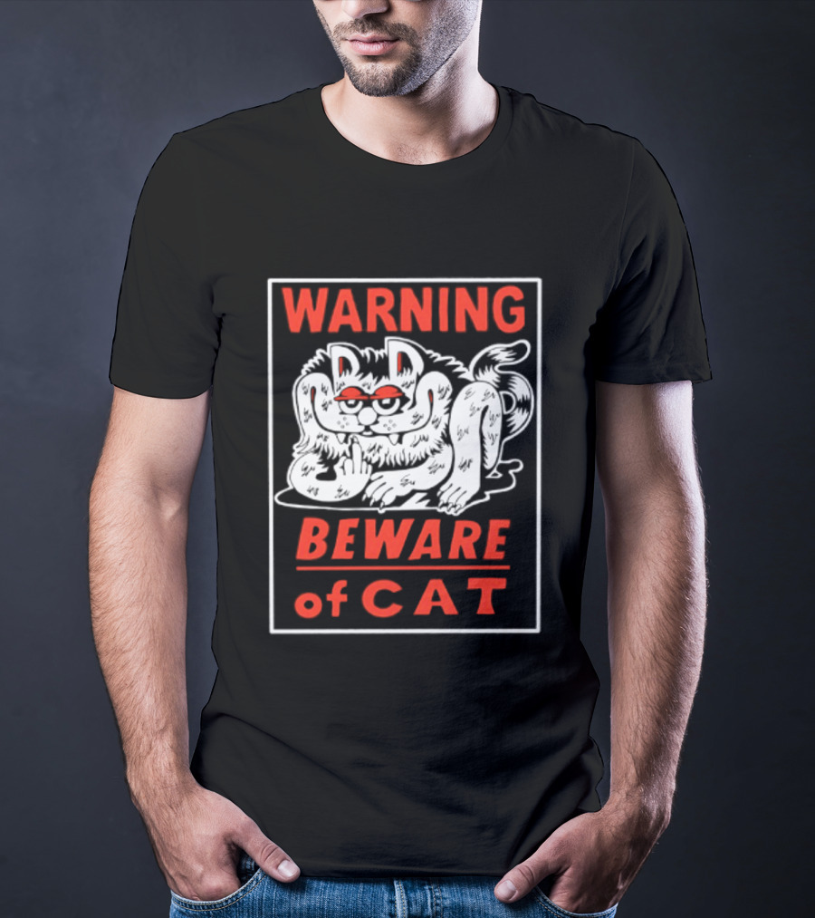 Warning Beware Of Cat Halloween Creepy Eyes T-Shirt