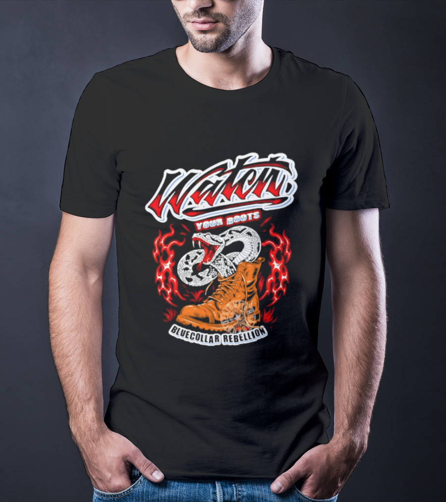 Your Boots Snake Fire Blue Collar Rebellion T-Shirt