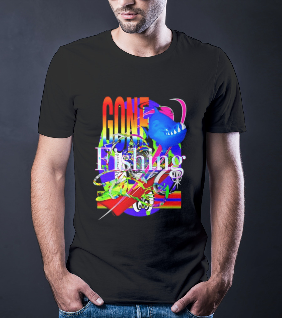 Gone Fishing Shark Rainbow Kayak Adventure T-Shirt