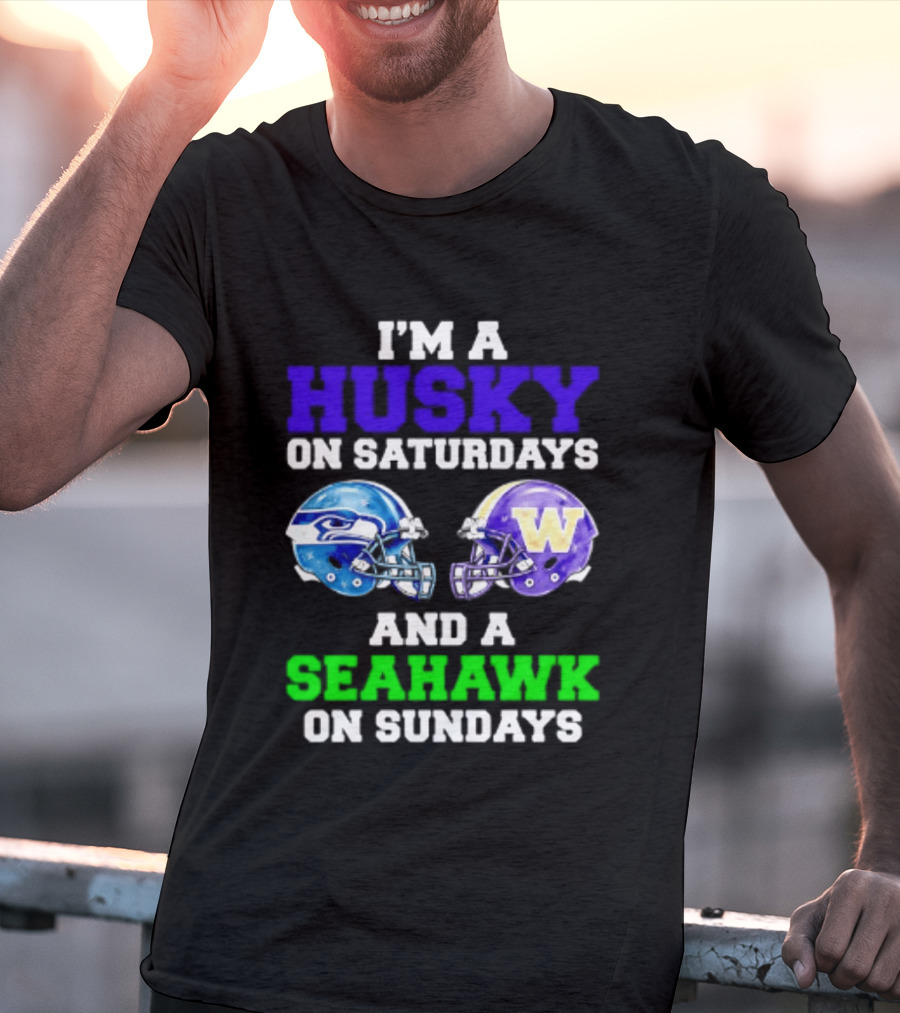 I'm A Husky On Saturdays And A Seahawk On Sundays Football Fan Gear T-Shirt