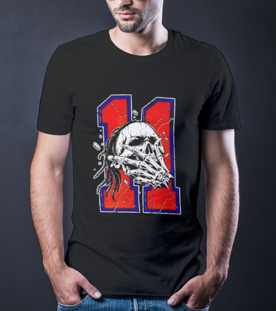New York Knicks Jalen Brunson Captain Clutch Skull Number 11 T-Shirt