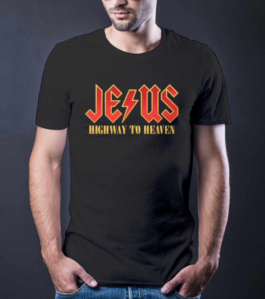 Jesus Highway To Heaven Lightning Bolt T-Shirt