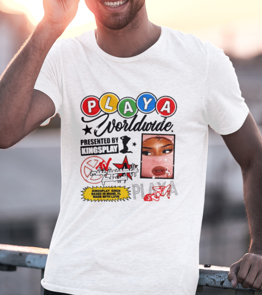 Playa Worldwide Kingsplay Miami Colorful Circles And Urban Street T-Shirt
