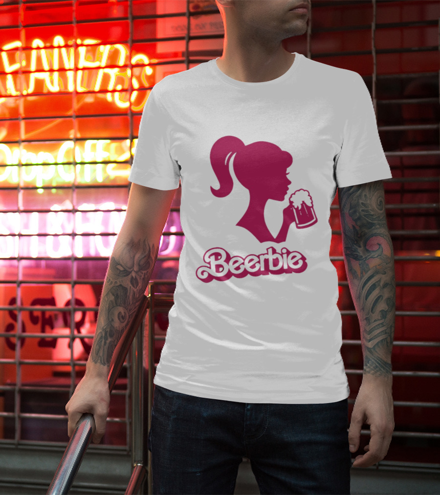Beerbie Pink Beer Barbie Icon With Beer T-Shirt