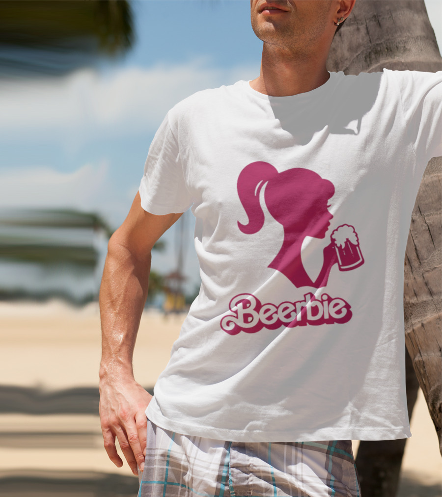 Beerbie Pink Beer Barbie Icon With Beer T-Shirt