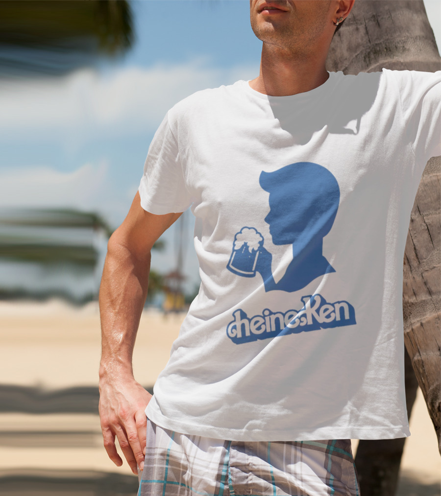 Ken Blue Beer Silhouette Heineken Play On Words T-Shirt