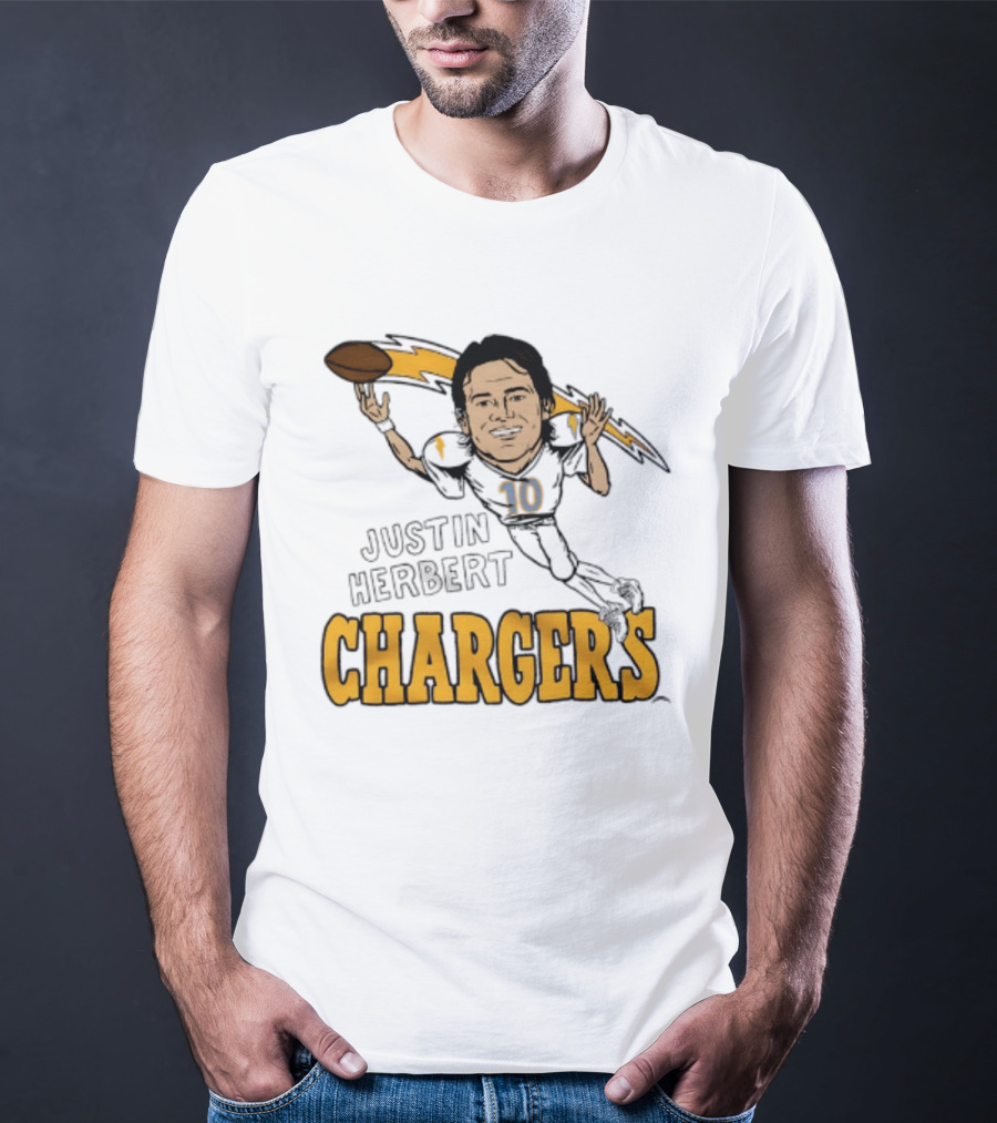 Justin Herbert Chargers Football Caricature Los Angeles T-Shirt