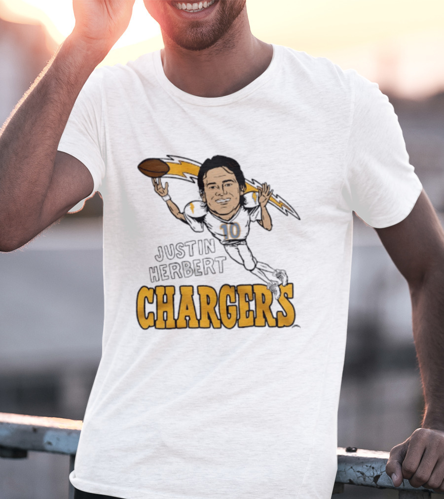 Justin Herbert Chargers Football Caricature Los Angeles T-Shirt
