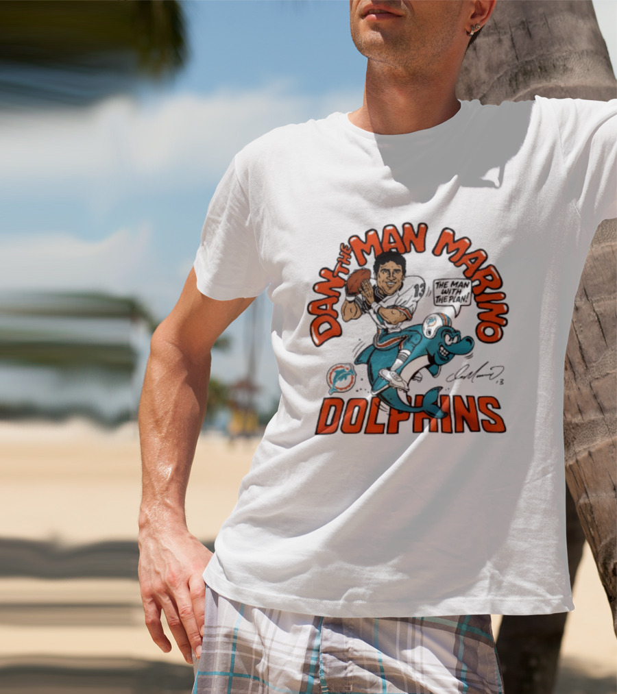 Dan The Man Marino Dolphins Football Caricature T-Shirt