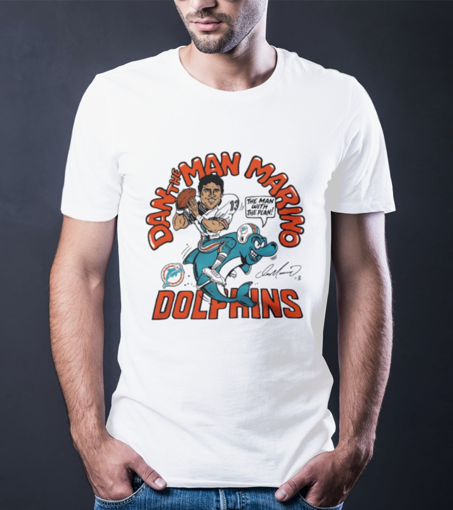 Dan The Man Marino Dolphins Football Caricature T-Shirt