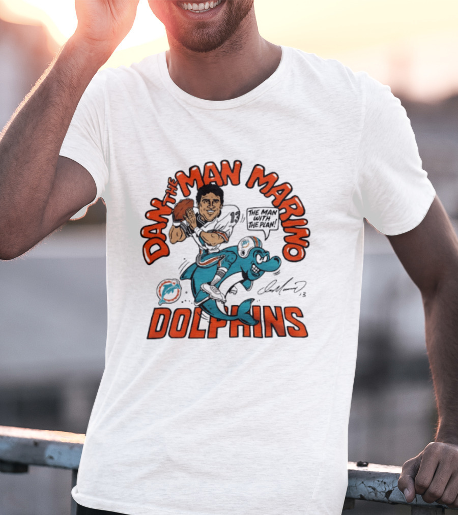 Dan The Man Marino Dolphins Football Caricature T-Shirt