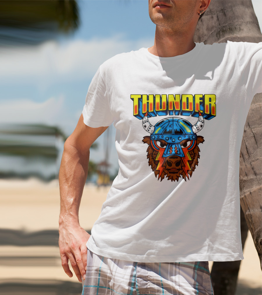 Thunder Buffalo Viking Helmet Bison Basketball T-Shirt
