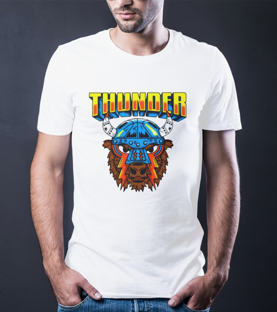 Thunder Buffalo Viking Helmet Bison Basketball T-Shirt