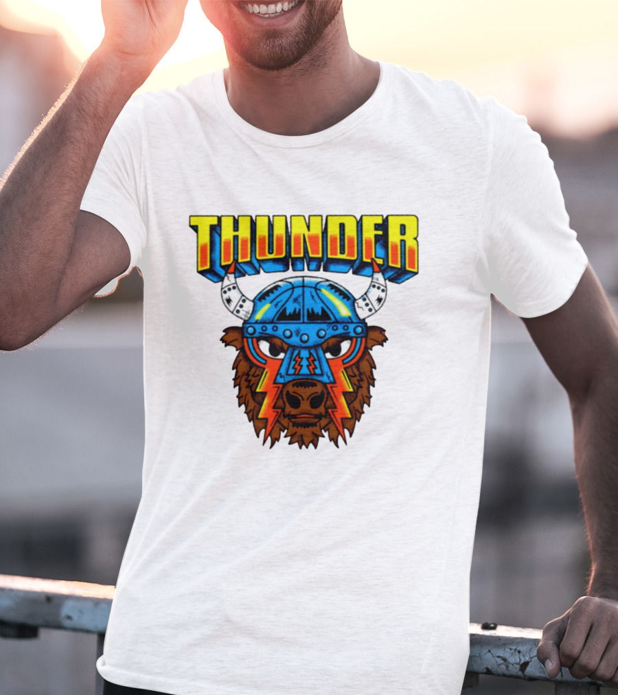 Thunder Buffalo Viking Helmet Bison Basketball T-Shirt